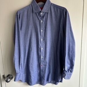 ISAIA Wool Blend Blue Casual Shirt